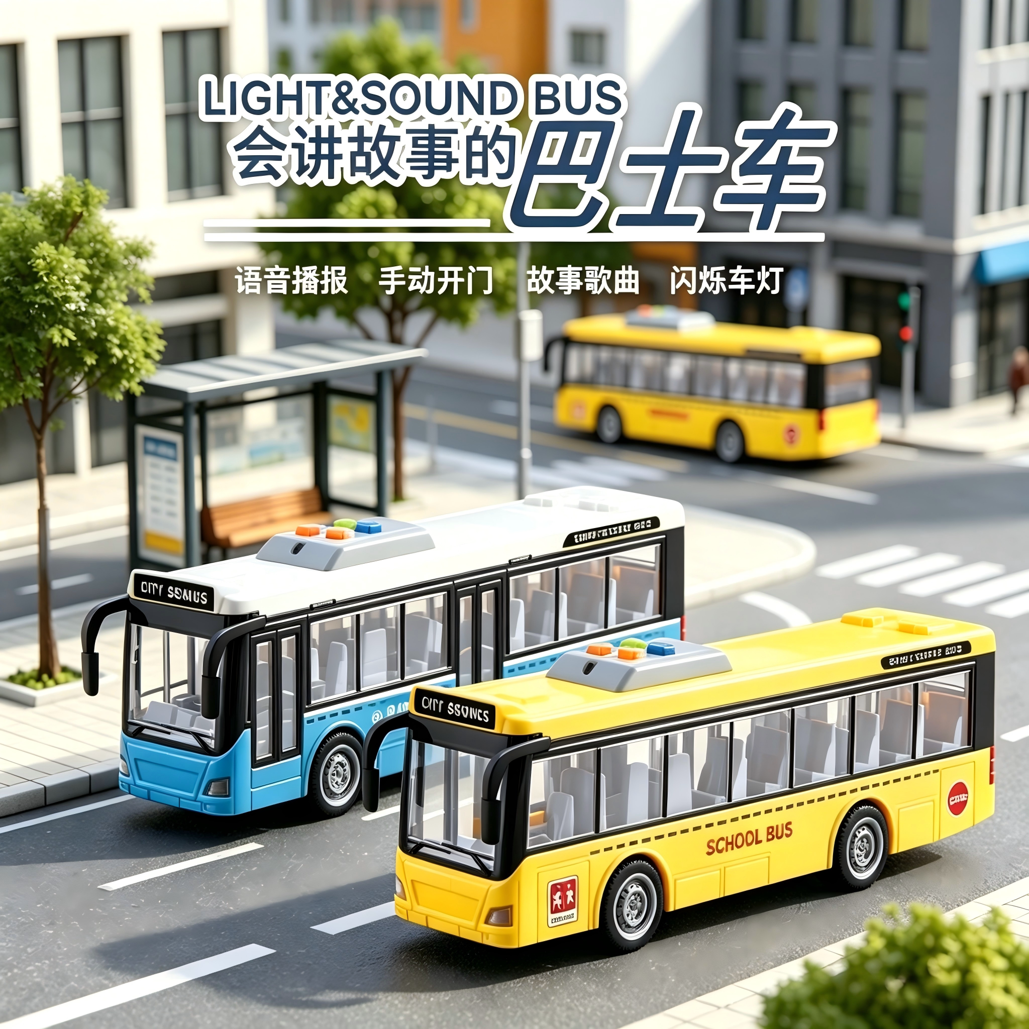 声光音乐仿真巴士惯性滑行玩具