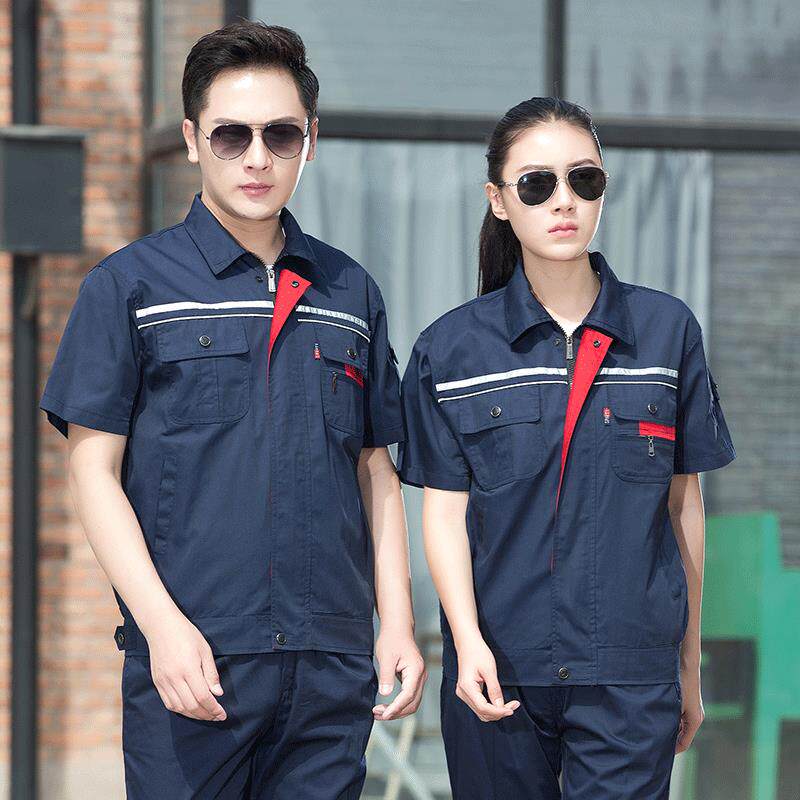 男女新款运动风斜纹制服 休闲时尚拉链款工作服 宽松舒适棉质工装