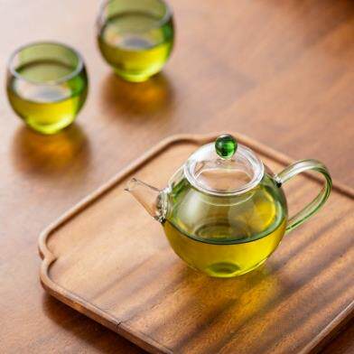 花茶泡茶壶透明玻璃自带过滤功夫彩色把手小号迷你小茶壶简约茶壶