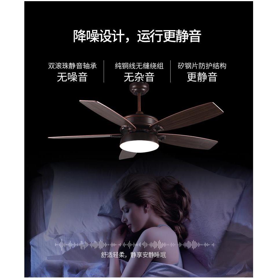 美式吊扇灯家用餐厅卧室风扇吊灯北欧客厅吊扇复古欧式木质扇叶