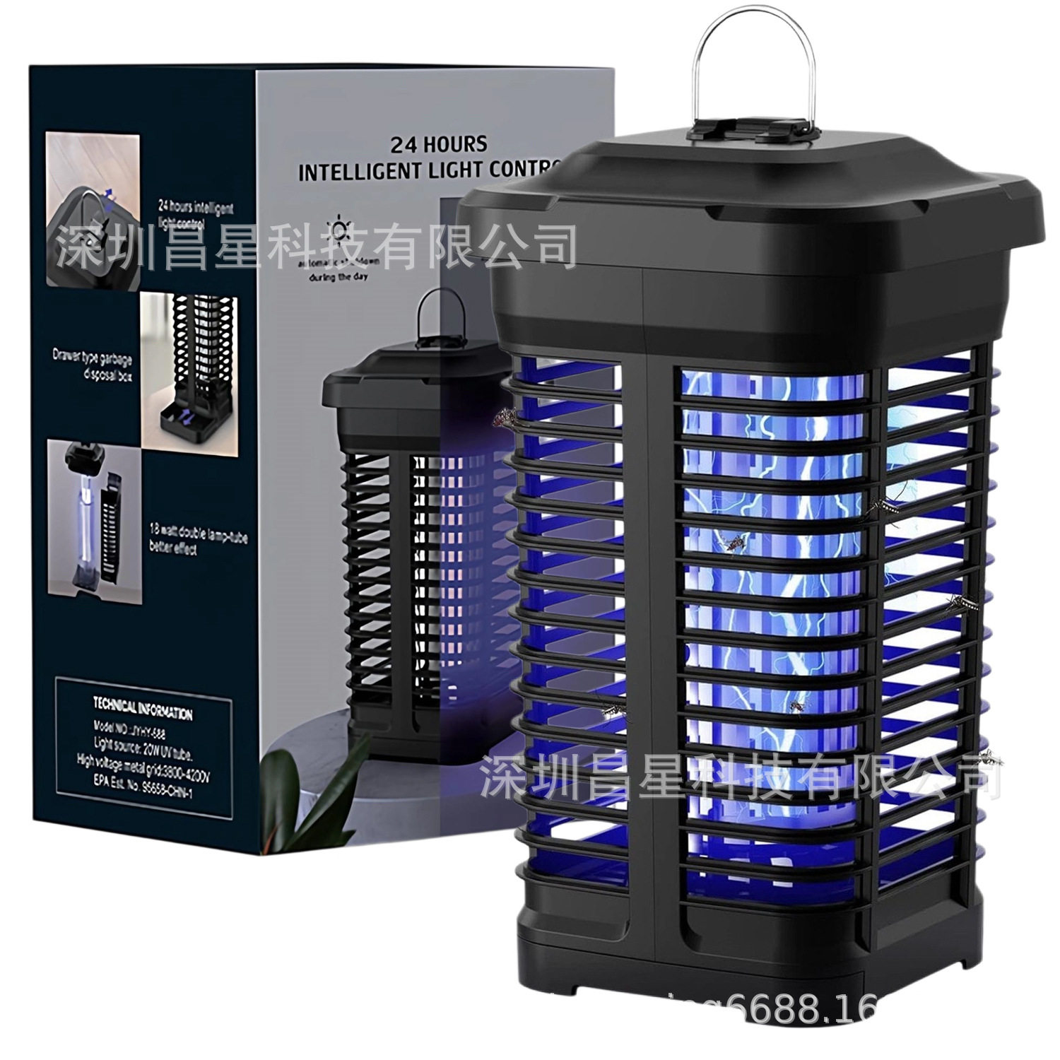 带光控的灭虫器户外18W电动灭蚊器室外防水灭蚊灯室内庭院捕蝇器