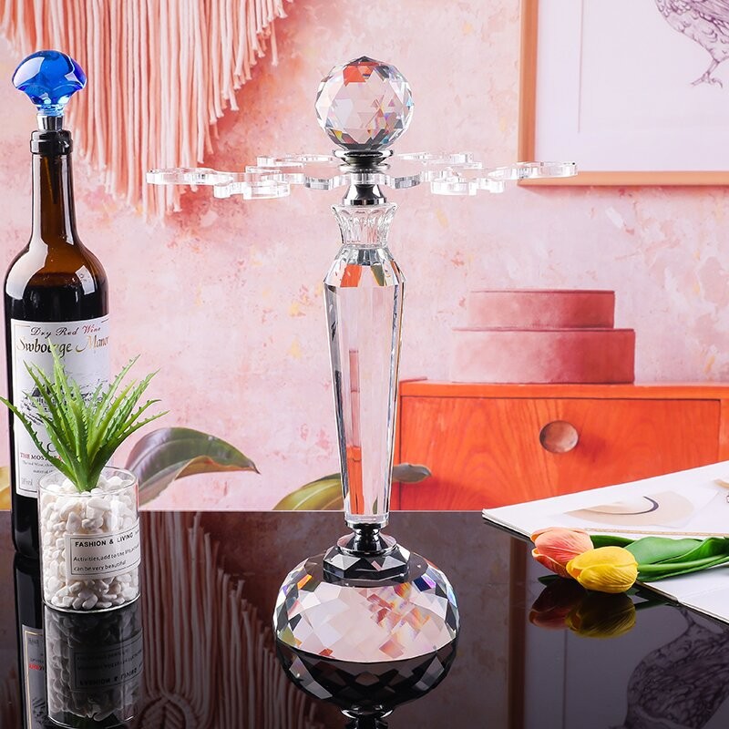 无铅水晶红酒杯挂架家用高脚杯倒挂旋转客厅酒柜创意摆件酒架