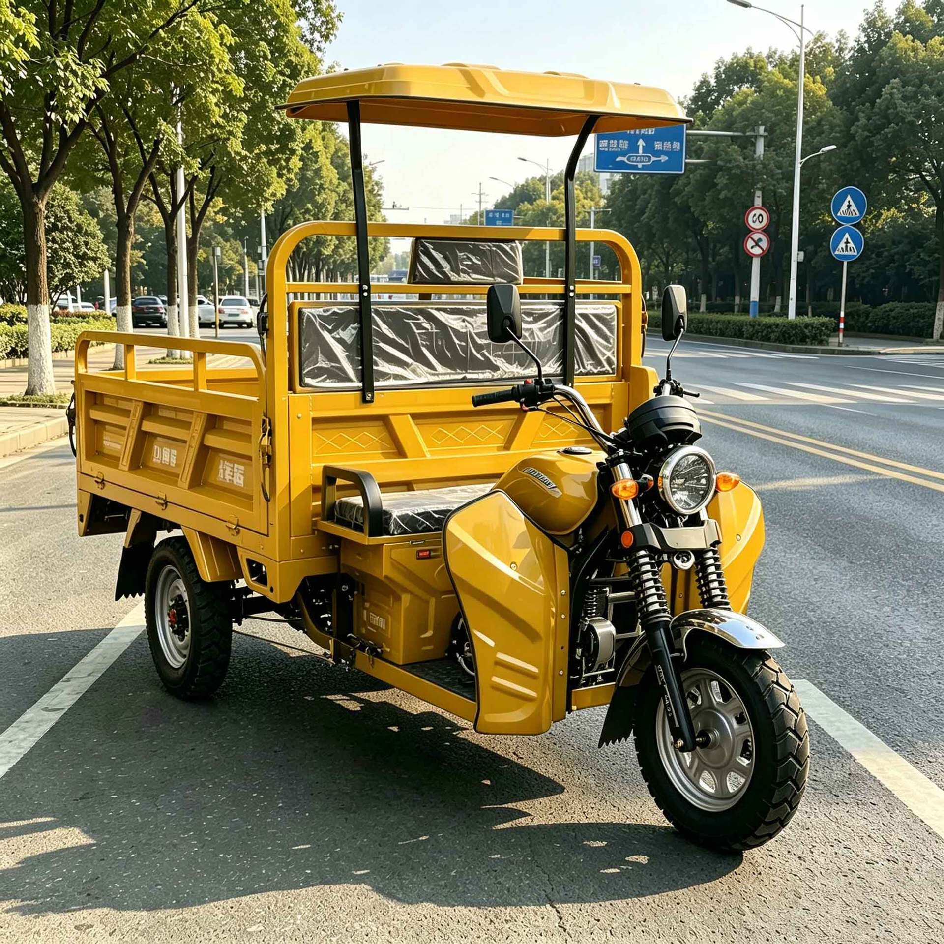 非洲热销抗造燃油三轮摩托带棚大马力农用商用工地拉货运输车翻斗