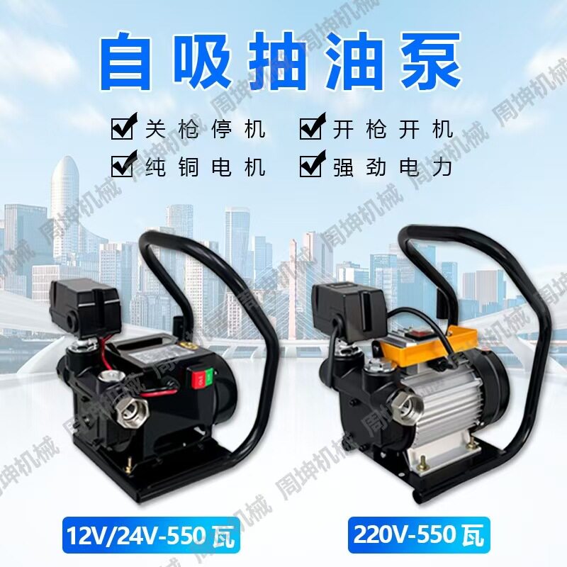 电动抽油泵纯铜12V24V220V家用冬天加油泵全自动自吸泵全铜加油机