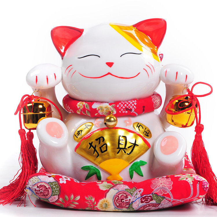 左手招财右手招福大号恭喜发财招财猫储蓄罐摆件开业