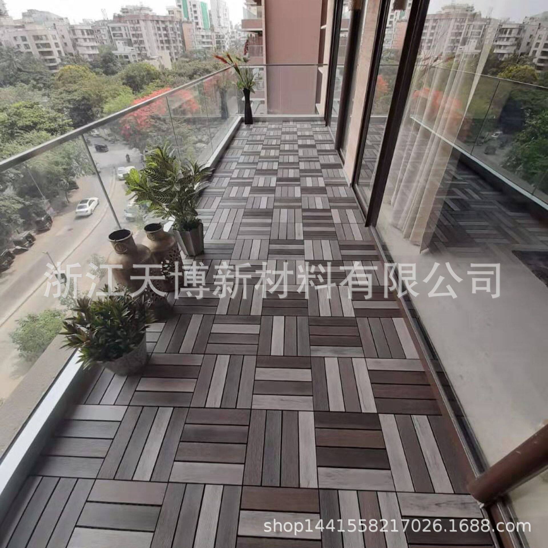 塑木自贴自拼地板 户外生态木 户外防水阳台拼接做旧地板 防腐