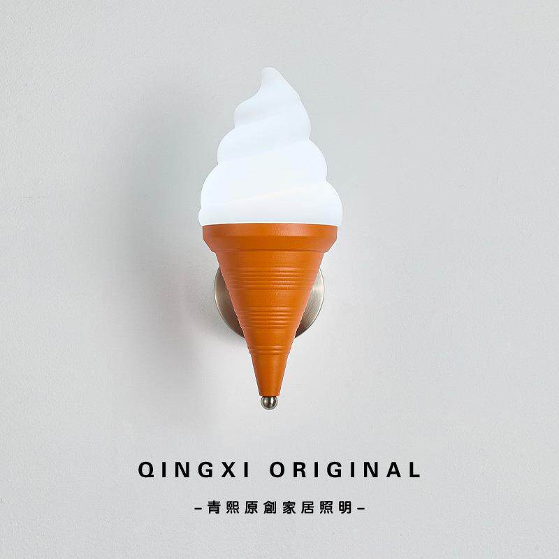 雪糕冰淇淋壁灯儿童房卧室床头灯奶油风创意个性奶茶店铺装饰墙灯