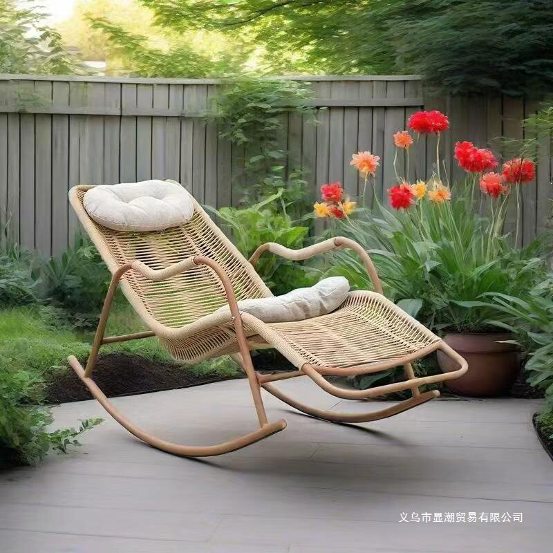 梦泽摇椅阳台客厅休闲老人逍遥椅藤椅户外庭院午休防水防晒懒人椅