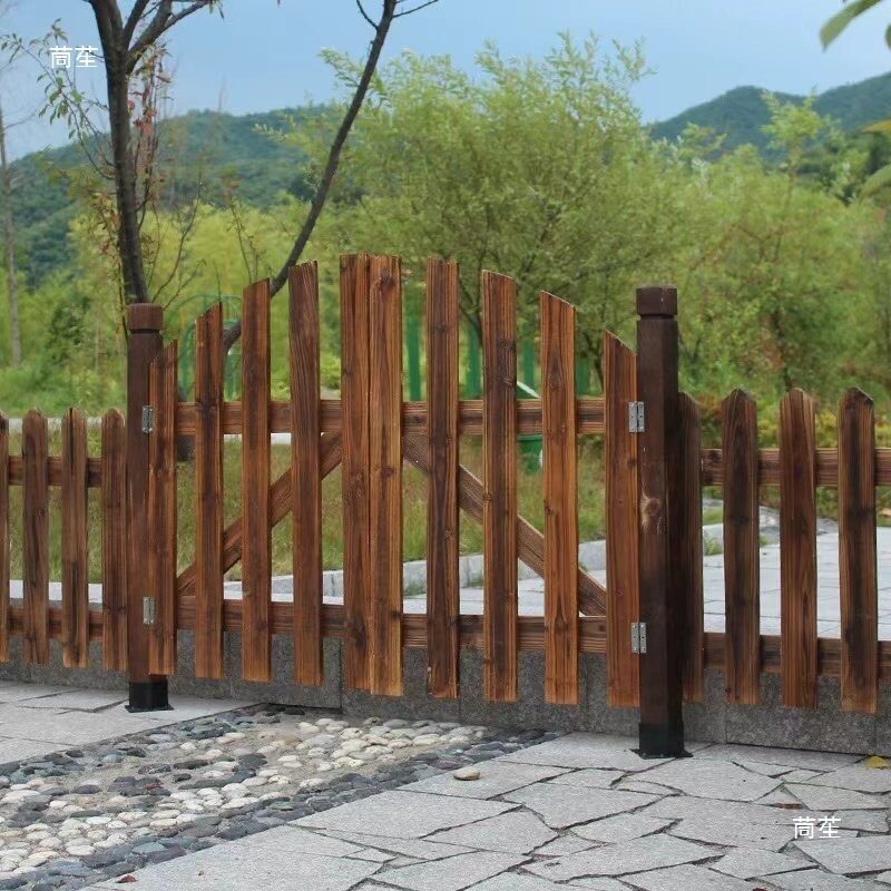 户外防腐木栅栏门围栏花园庭院网格加高装饰小篱笆门实木护栏菜园