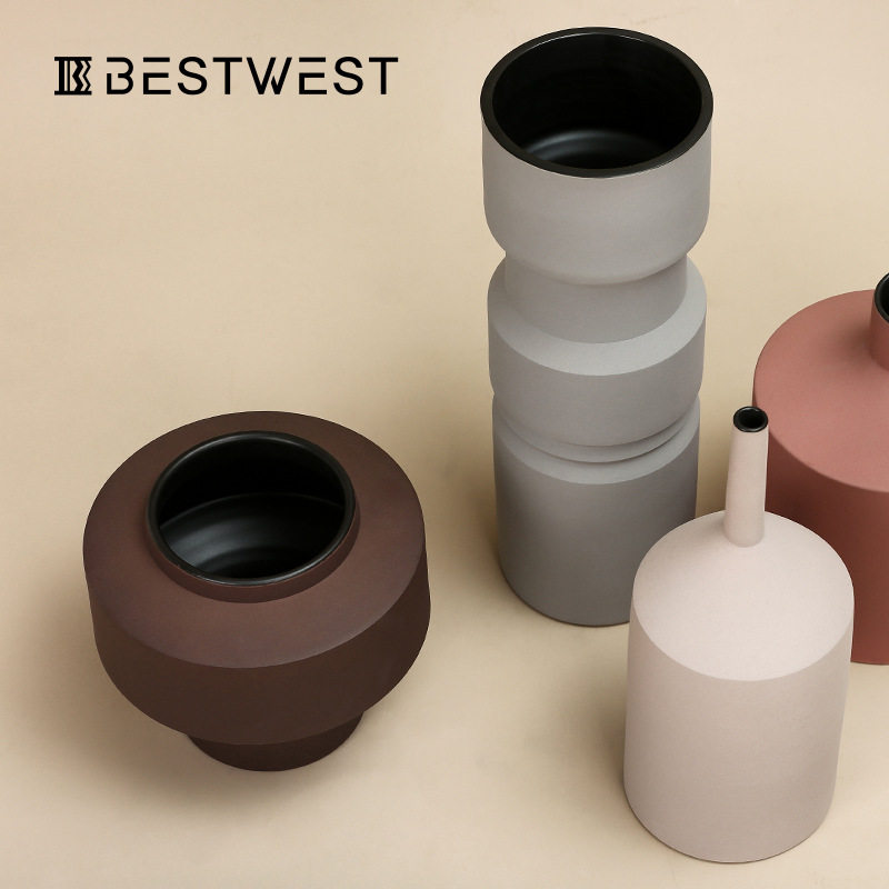 Best west 莫兰迪陶瓷花瓶摆件样板间瓷器创意家居玄关装饰品花器