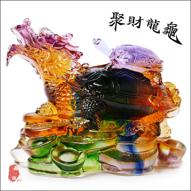 琉璃龙龟母子摆件长寿旺財纳福聚财家居办公室创意工艺品招财桌面