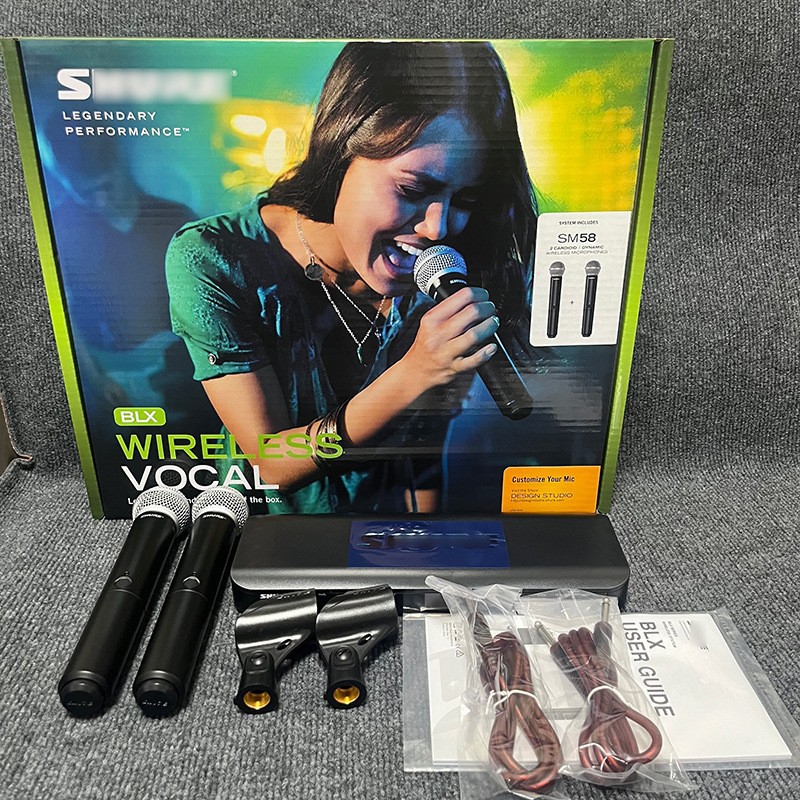 BLX288SM58无线麦克风一拖二直播K歌舞台演出SM58有线一拖二话筒