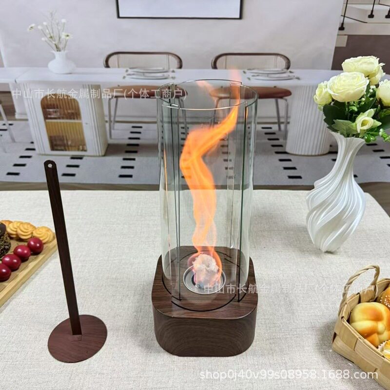 转旋火焰桌面酒精壁炉龙卷风火炉金属取暖火盆火坑烤火碗旋转火焰