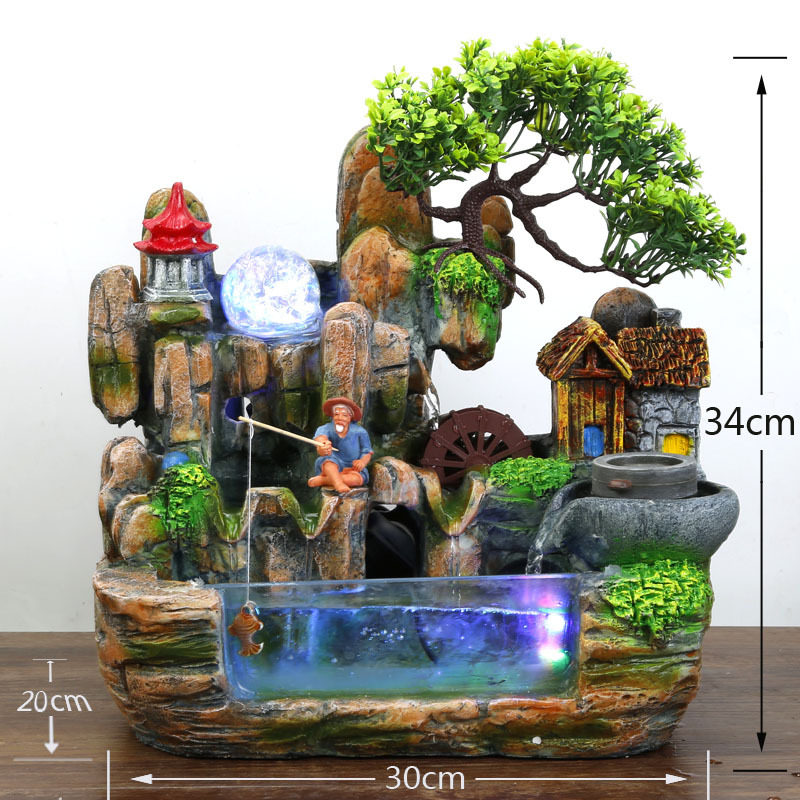 假山喷泉风水轮加湿招财摆件