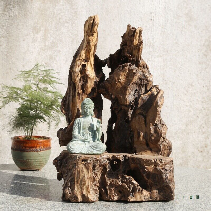 根雕摆件天然风化枯实木原木树根底座 禅意艺术奇石茶桌茶台摆件