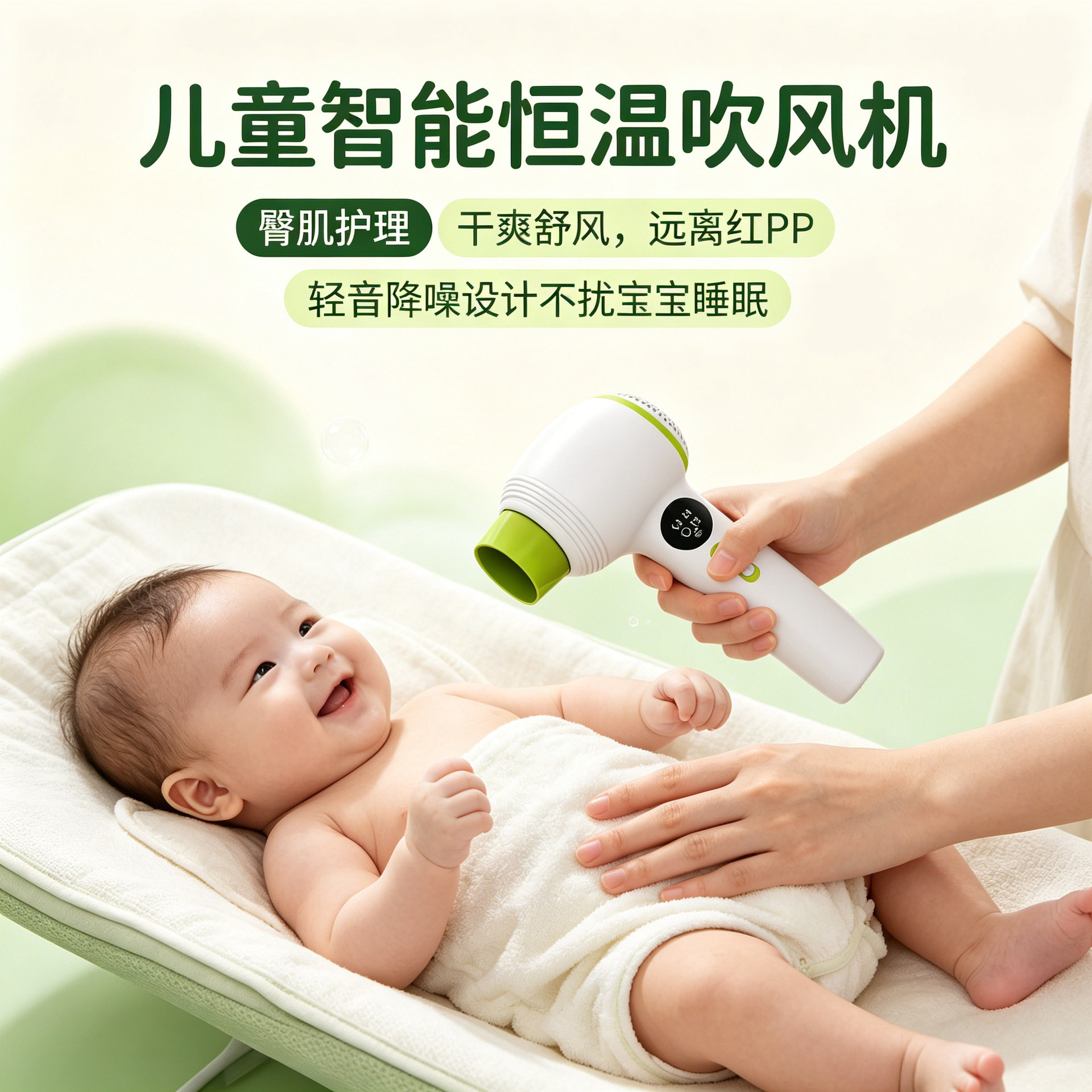 新款便携迷你吹风机婴幼儿儿童静音低热低速四模式适合头发全身吹
