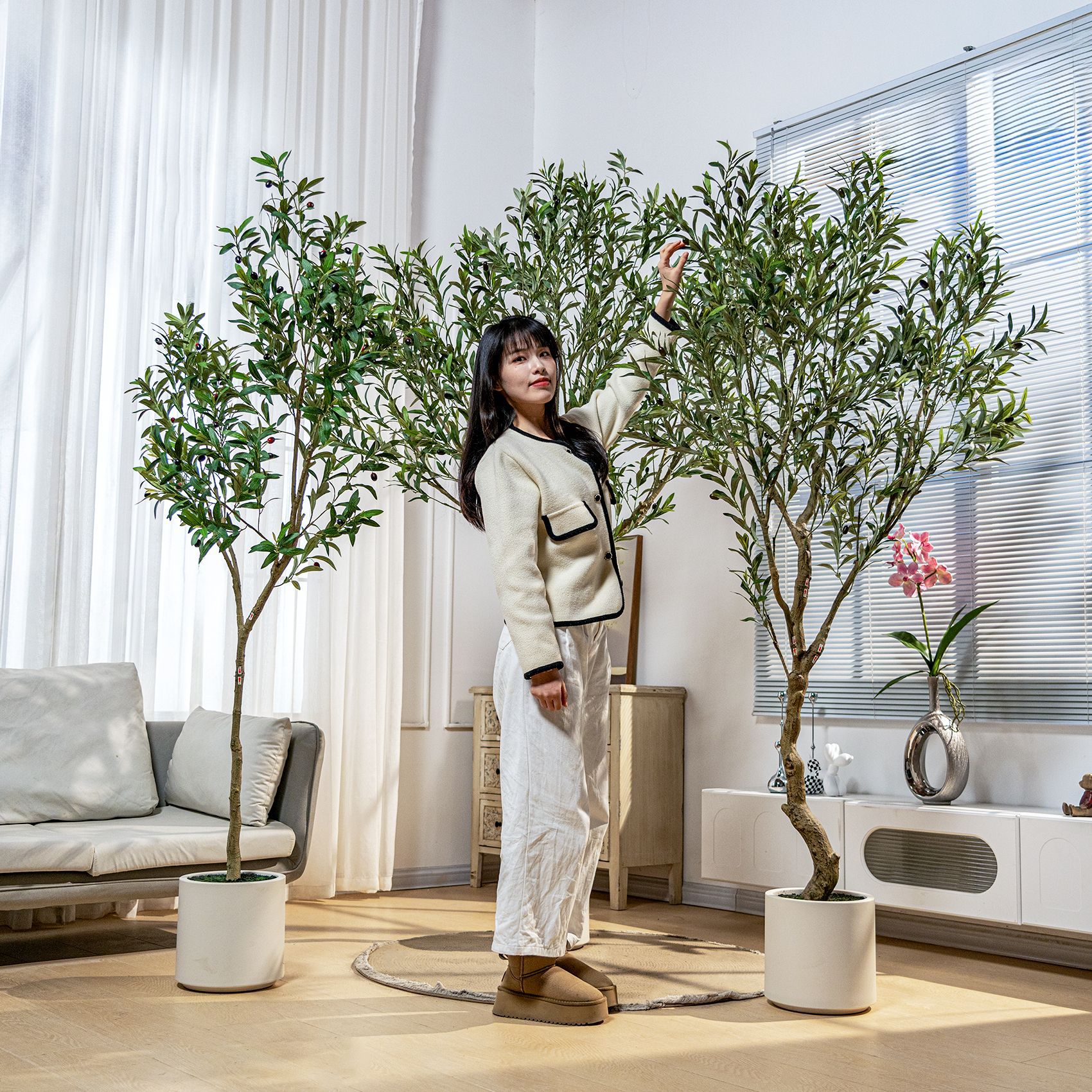 北欧仿真植物橄榄树盆栽造景观室内客厅大型仿生绿植家居落地摆件