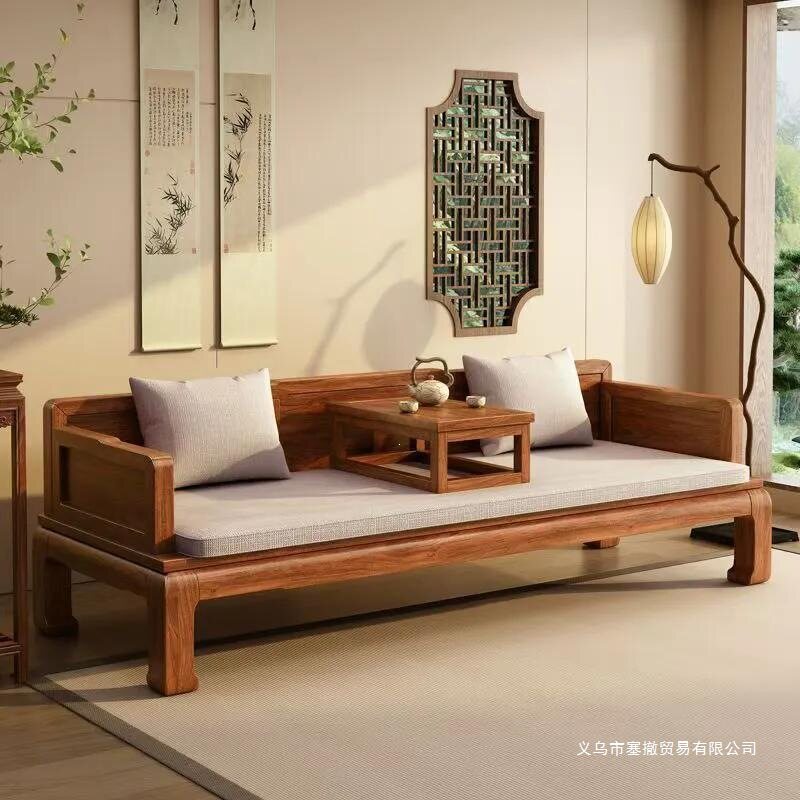 新中式全实木罗汉床明式客厅家用小户型简约沙发床两用禅意罗汉椅