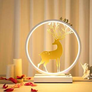 台灯卧室房间客厅家用床头灯宿舍LED充电插电触摸小可调光储电鹿