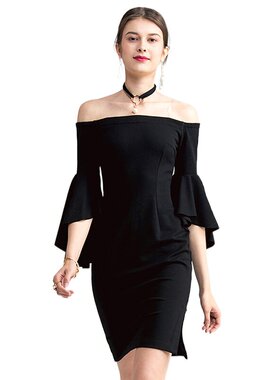 奈昕让您穿着漂亮个性化私人订制 35327 一字领性感包臀短款优雅