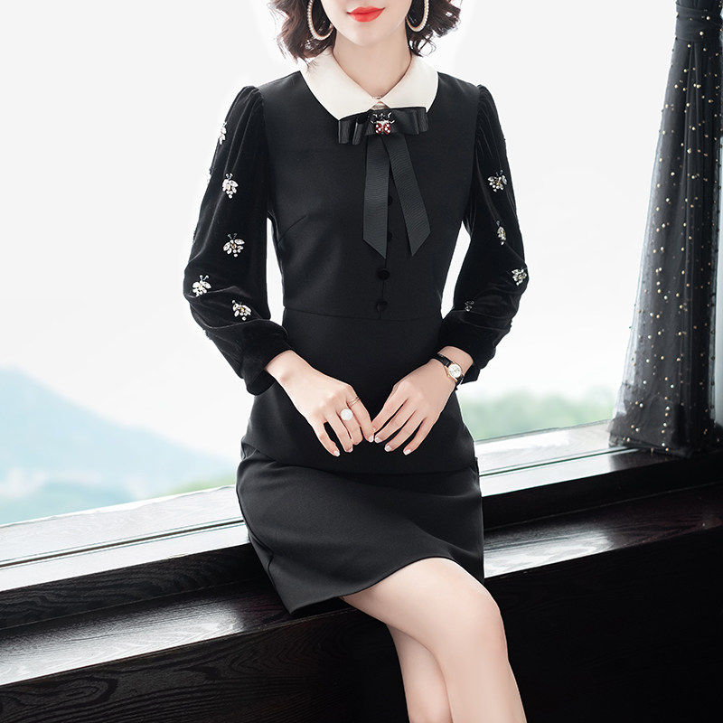 奈昕让您穿着漂亮个性化私人订制 63101连衣裙钉珠收腰小个子穿搭