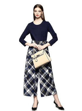 奈昕定制 24366 new jumpsuit私人服装个性异域修身格子连衣裤潮