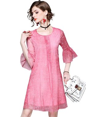 奈昕让您穿着漂亮个性化私人订制 31387 初夏宽松连衣裙纯色优雅