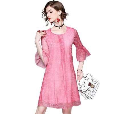 奈昕让您穿着漂亮个性化私人订制 31387 初夏宽松连衣裙纯色优雅