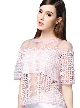 奈昕让您穿着好看个性化私人订制 40093女装时尚新款短袖网纱拼接