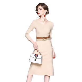 奈昕让您穿着漂亮个性化私人订制 38033 职业商务连衣裙七分袖春