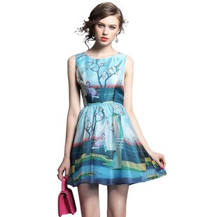 奈昕让您穿着好看个性化私人订制 2362圆领无袖收腰品牌背心裙大