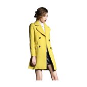 修身 70253 双排扣毛呢外套 时尚 气质百搭纯色中长款 Woolen coat