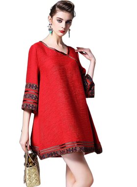 奈昕让您穿着漂亮个性化私人订制 101448 new dress复古七分袖新