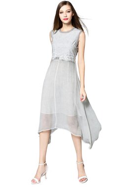 奈昕让您穿着漂亮个性化私人订制 115897 新款纯色背心dress网纱