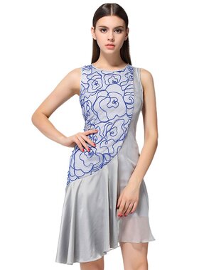 奈昕让您穿着好看个性化私人订制 21490夏季新款女装dress网纱刺