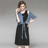 62723连衣裙套装 奈昕让您穿着漂亮个性 化私人订制 牛仔上衣背心裙