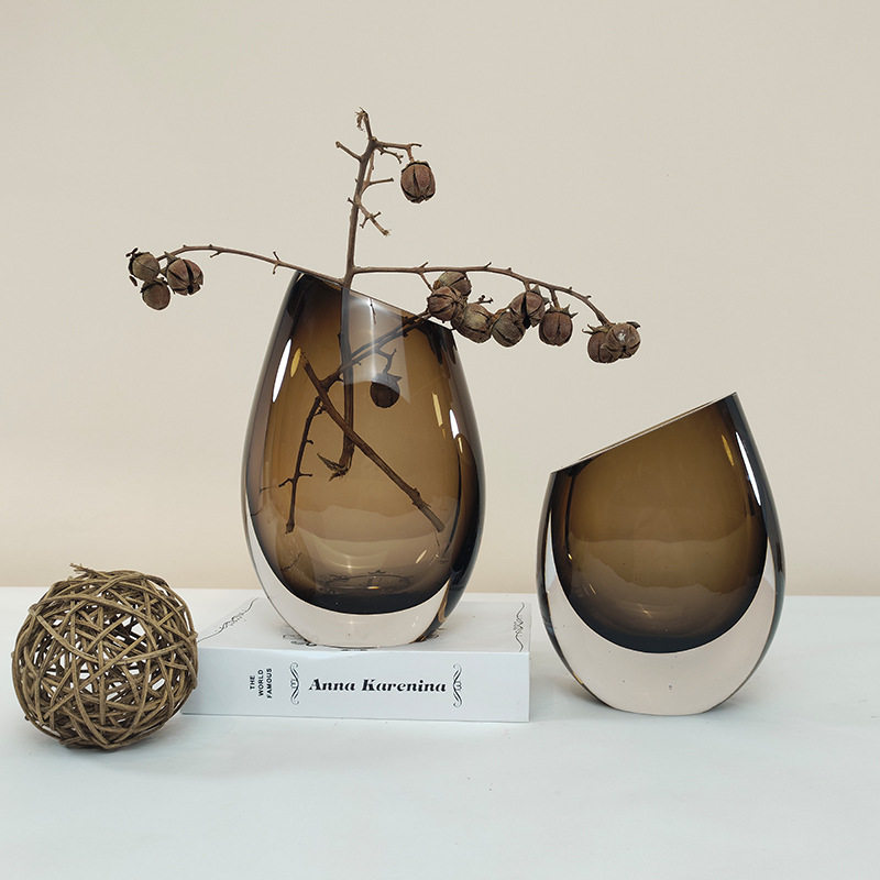 简约现代琉璃花瓶样板房软装家居饰品客厅创意玻璃花器工艺品摆件