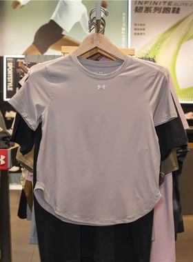UA安德玛女25款Launch Elite跑步速干舒适运动短T恤1389564-009
