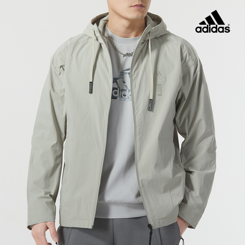 Adidas阿迪达斯24春新款连帽夹克男运动服休闲宽松跑步外套IX4289
