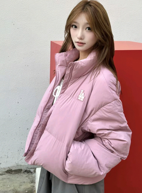 MLB女子立领防风舒适保暖短款宽松运动羽绒服3FDJB0456-3FDJB0856