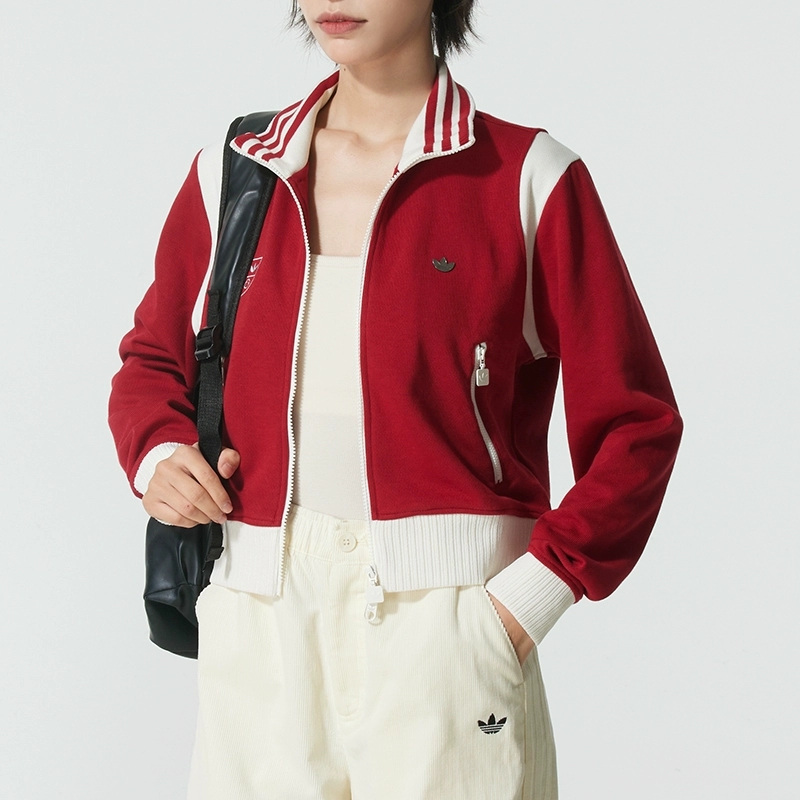 阿迪达斯女士舒适百搭棉质修身短款初春早秋入秋轻薄外套KG8221