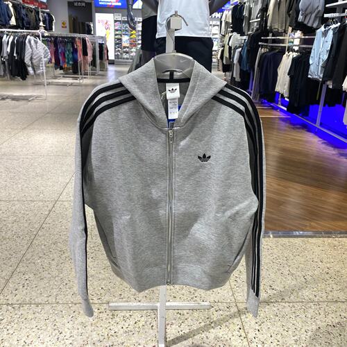 Adidas阿迪达斯女舒适连帽拉链三条纹时尚休闲夹克运动外套JY2620
