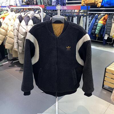 阿迪达斯男女龙年新年情侣羊羔绒双面穿时尚百搭冬装厚外套IX4215