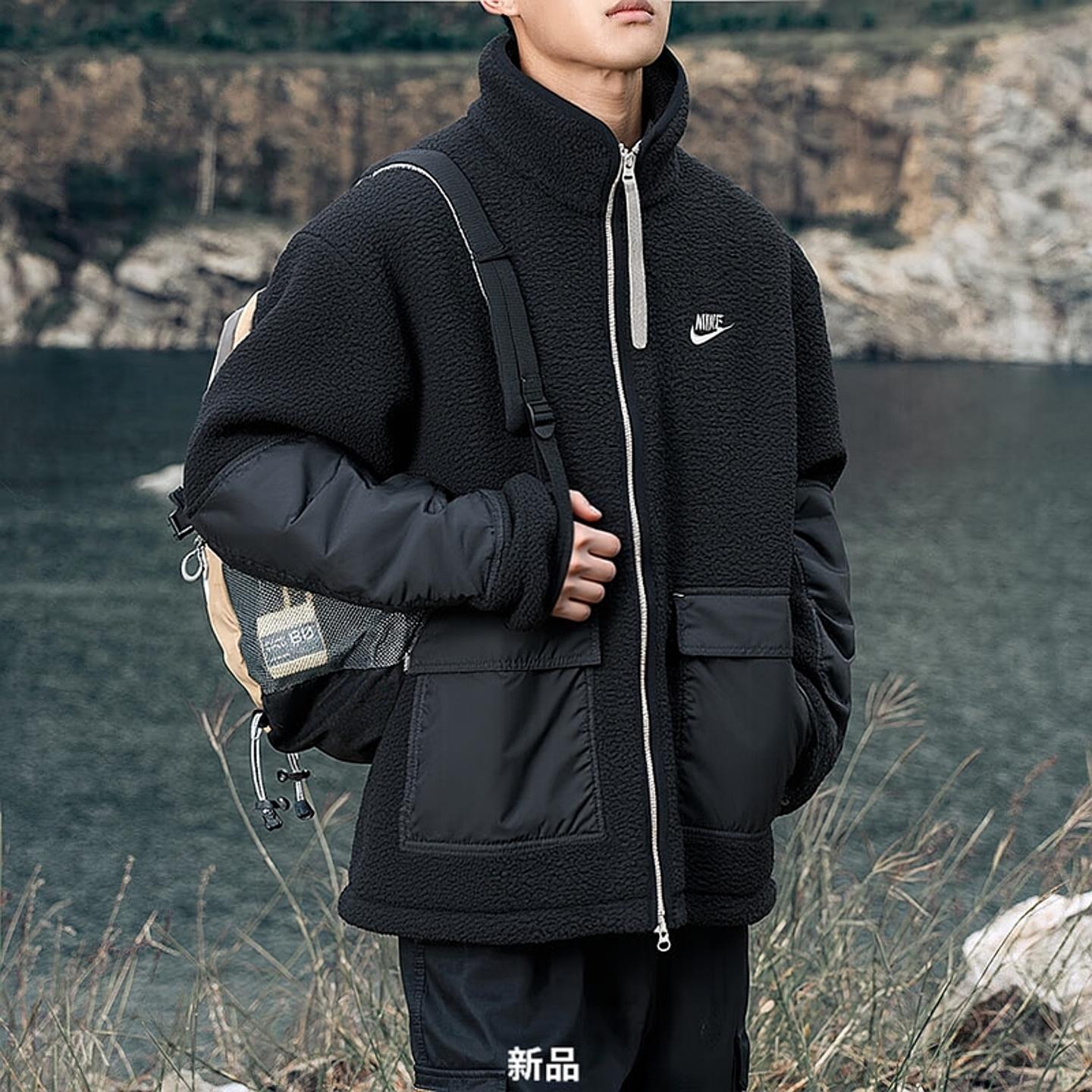 耐克男防风保暖Nike羊羔绒运动宽松立领休闲衫夹克外套上衣DV8183