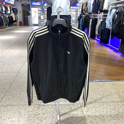 阿迪达斯男三条纹舒适复古运动夹克立领拉链薄款休闲外套KS9189