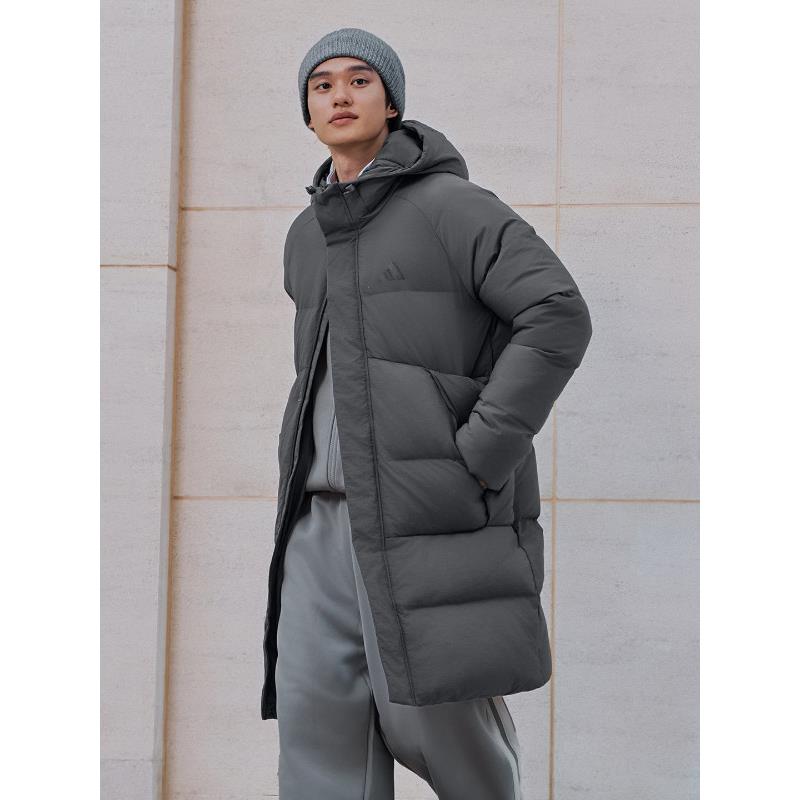 Adidas/阿迪达斯男保暖舒适时尚连帽加厚长款羽绒服外套KQ5516