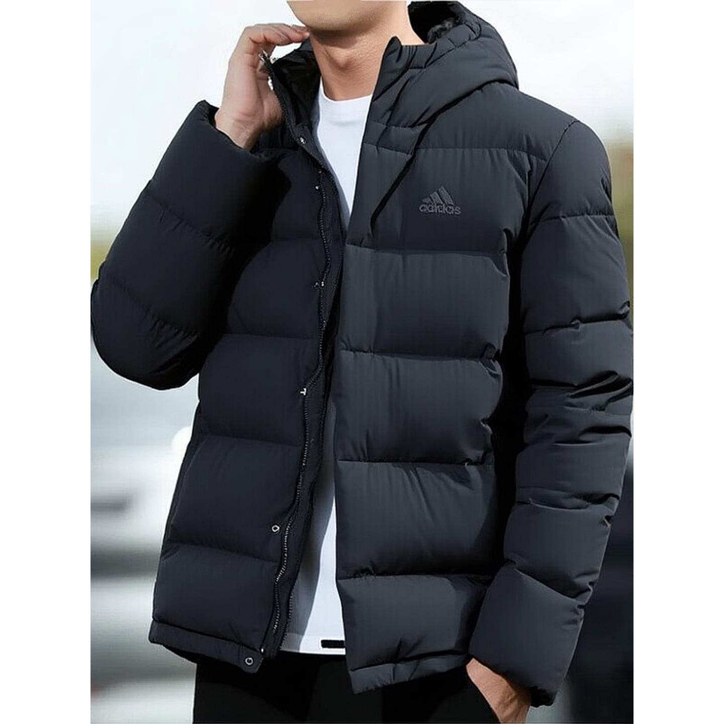阿迪达斯男户外运动防风加厚保暖面包服休闲连帽羽绒服外套HN5640