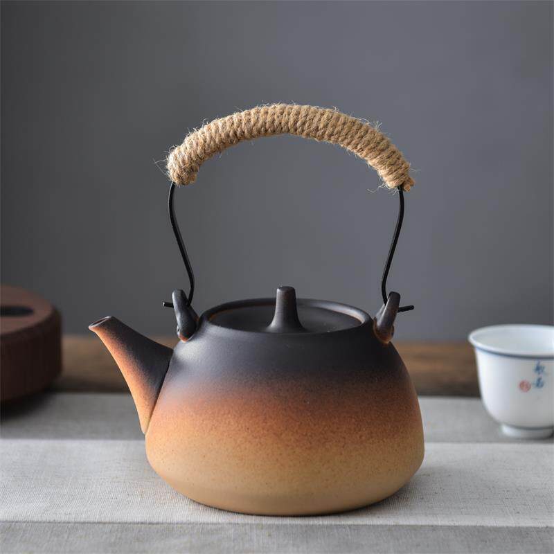 日式复古煮茶陶壶电陶炉专用烧水壶铁提梁陶瓷泡茶煮水壶煮茶器
