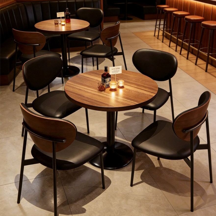 美式复古酒吧桌椅组合酒馆餐厅餐桌清吧餐饮商用咖啡厅店桌子椅子