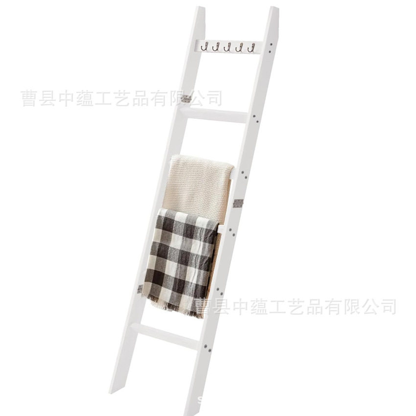 供应圣诞节装饰浴室阳台木制梯子毛巾架置物架多层储物架毛毯梯子
